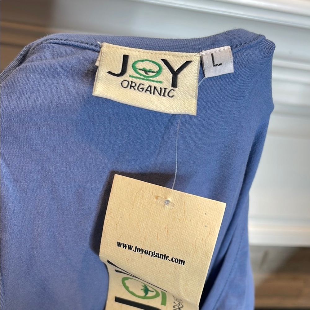 NWT Joy Organic Blue Top Cotton Size Large - Picture 2 of 5